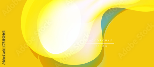 Bright yellow abstract background. Smooth curves create dynamic flow, modern design. Subtle green highlights add depth. Minimalist aesthetic.