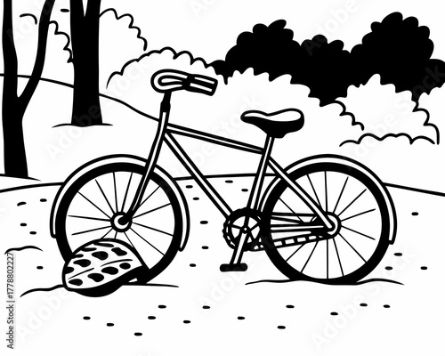 A bicycle parked in the park