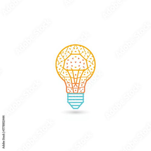Ornamental Line-Art Lightbulb with Geometric Pattern and Gradient Outline Illustration