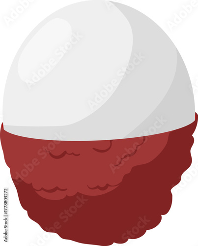 Partially Peeled Lychee Fruit Vector Illustration. Fresh Tropical Fruit with Red Skin and White Flesh, Isolated.