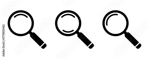 Search Icon Set, Magnifying Glass and Loupe Icon Set.