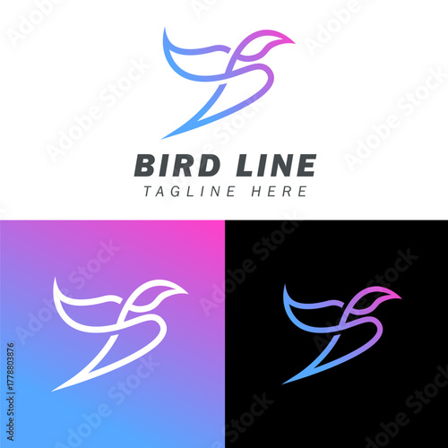 Line art bird logo gradient Symbol icon Vector Design Template