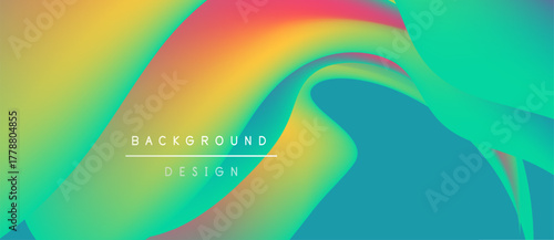 Abstract fluid shapes, vibrant colors blend. Background design features smooth gradients, dynamic flow. Modern aesthetic, visually appealing.