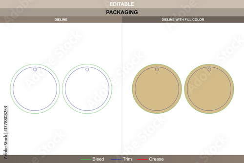 Keychain dieline crafted by vector tracing refining printing clarity packaging form die line mapping defines compact sturdy frame ideal for creative keychain production