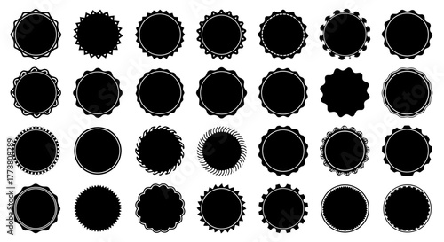 Vector illustration of black badge shape and seal silhouette