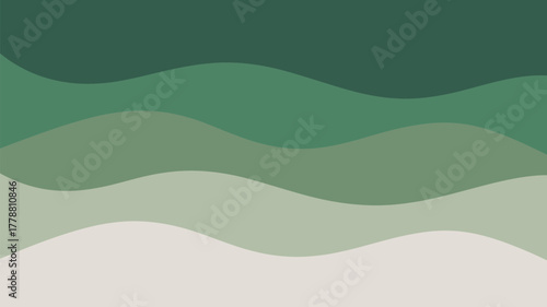 Abstract illustration featuring shades of green in a wavy layered pattern design style art