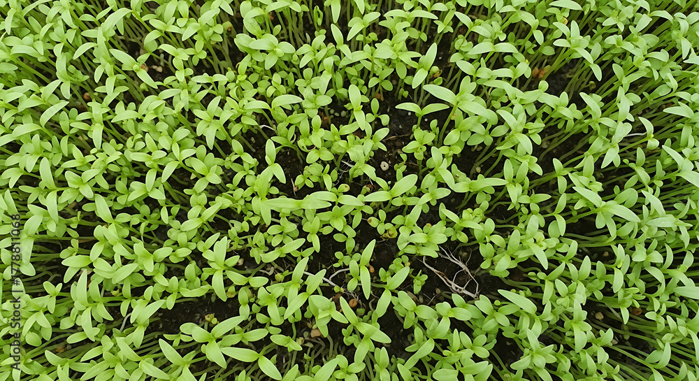 Obraz premium Top view of microgreen Organic vegetables Chinese water spinach 87886129 1