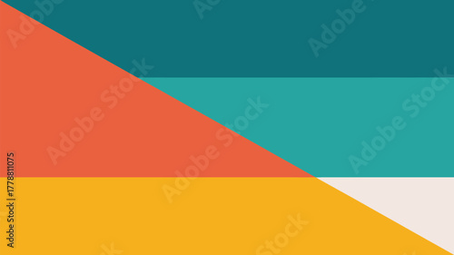 Abstract geometric design with orange yellow teal and white color blocking in a modern style