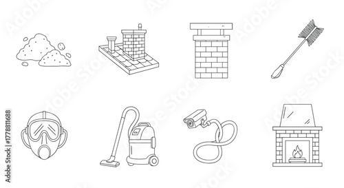 Chimney and fireplace maintenance in simple linear style