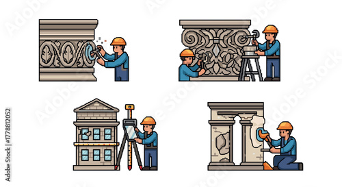 Artisans restoring classic architecture skilled workers revitalize historical building details