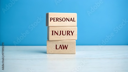 Personal Injury Law Concept on Wooden Blocks for Legal Services Marketing and Justice Campaigns, Aimed at Raising Awareness and Promoting Advocacy