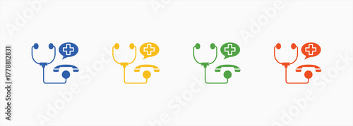 Medical Hotline Icon Set Color Multiple Style Collection