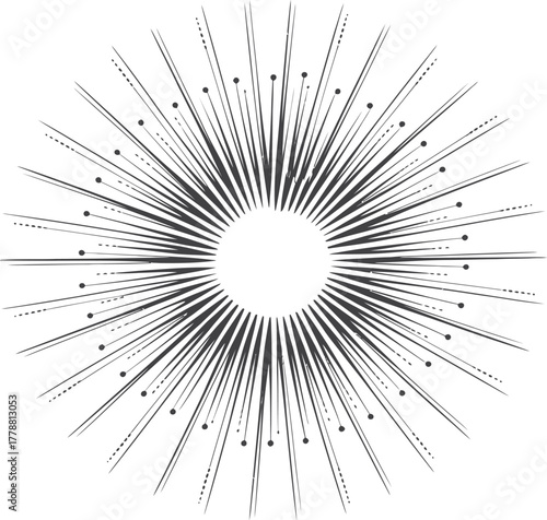 Stylized Sunburst Illustration – Radiating Energy and Light