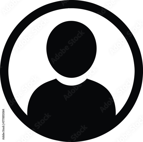 Simple black silhouette of a person inside an oval frame icon