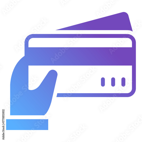 Gradient Glyph Credit Card Icon – Hand with Card Symbol for Digital Payment and Banking UI Design