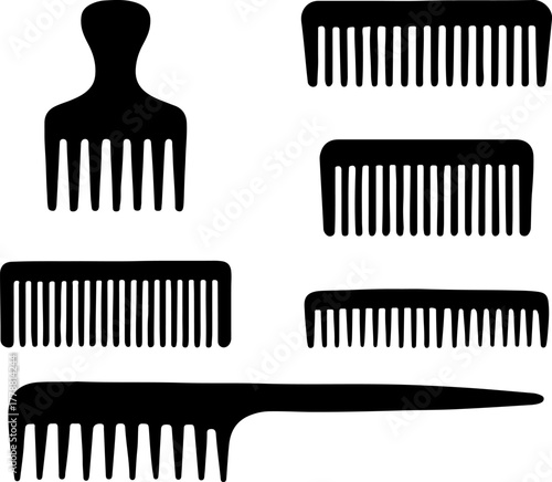 Comb silhouette, set of comb vector, comb vector design, comb silhouette art design