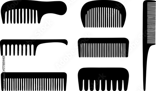 Comb silhouette, set of comb vector, comb vector design, comb silhouette art design