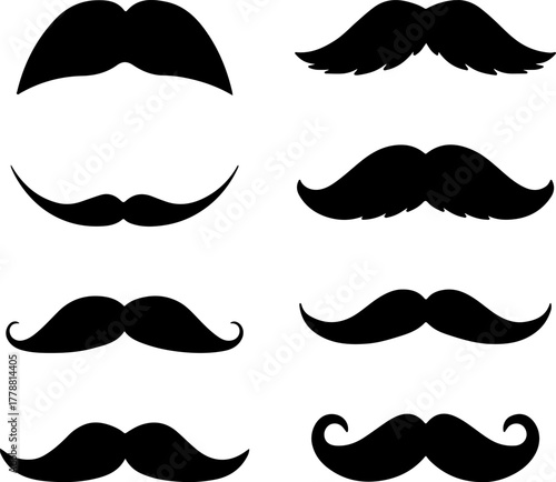 Mustache beard silhouette, set of moustache vectors, mustache vector design, mustache silhouette art design