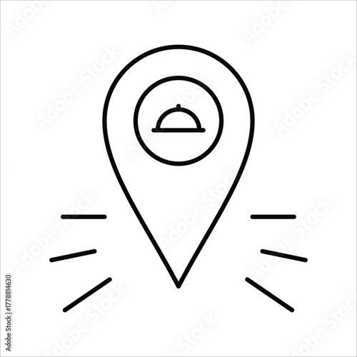 Streamlined vector illustration depicting a restaurant location marker, perfect for mapping culinary destinations, finding local eateries, or indicating food service points