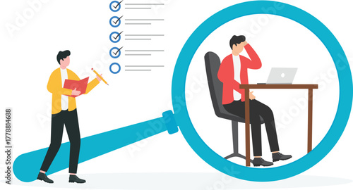 Employee performance assessment, giving review to improve productivity, individual work rating concept. 
