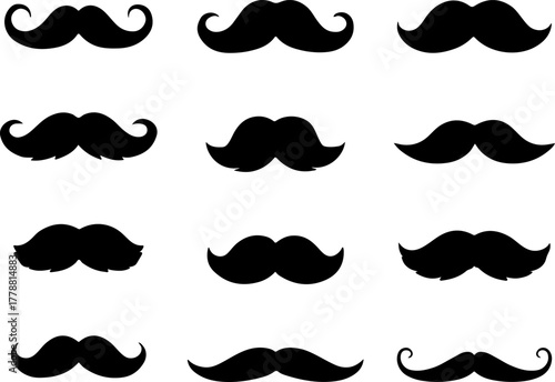 Mustache beard silhouette, set of moustache vectors, mustache vector design, mustache silhouette art design
