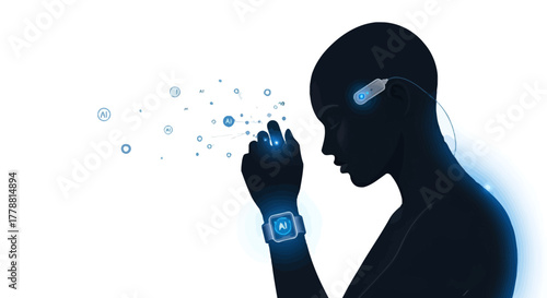 Futuristic AI assistant wearable device, unlock the potential of artificial intelligence with sleek design, enhance your productivity, and streamline your workflow