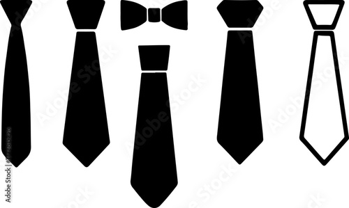 Tie silhouette, set of tie vector, tie vector design, tie silhouette art design