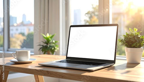 Wallpaper Mural Start your day with coffee, laptop, and a bright office for ultimate productivity Torontodigital.ca