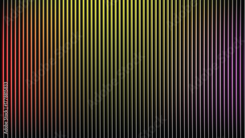 Abstract colorful background with  black stripes, dim colored gradient. Ribbed abstract color gradation texture, sphere noise effect. Corrugated background with luminous ridges.