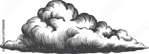 Detailed Cloud Illustration, Hand-Drawn Atmospheric Element for Weather and Sky Design Concept
