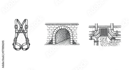 Sketched urban safety gear and infrastructure elements
