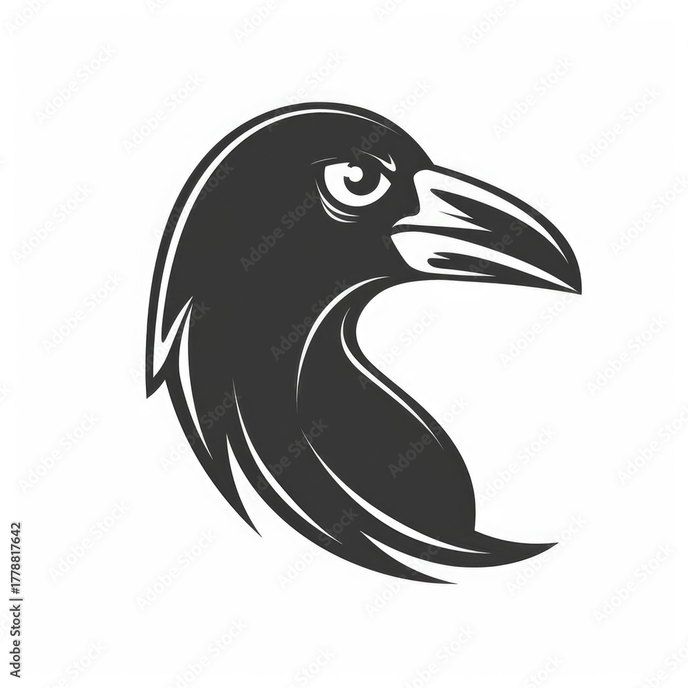 Obraz premium Illustration of Crow on White Background.
