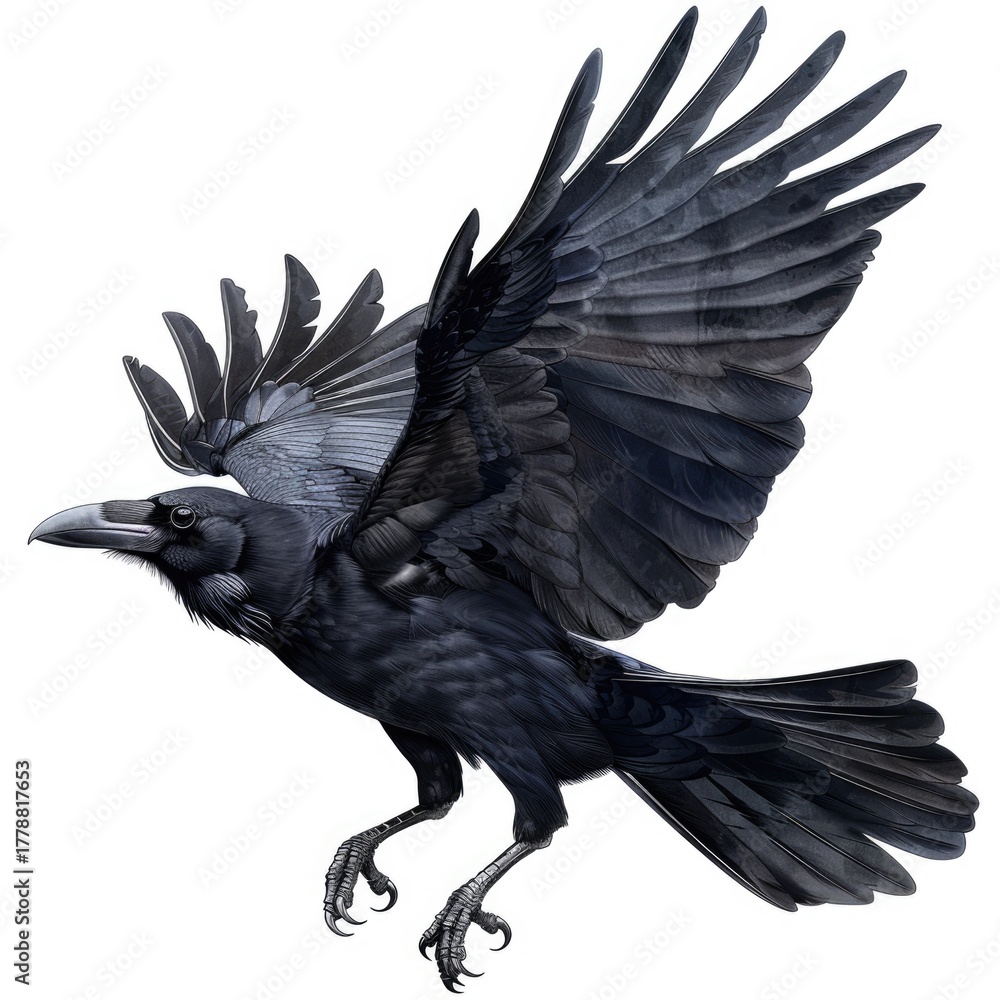 Naklejka premium Illustration of Crow on White Background.