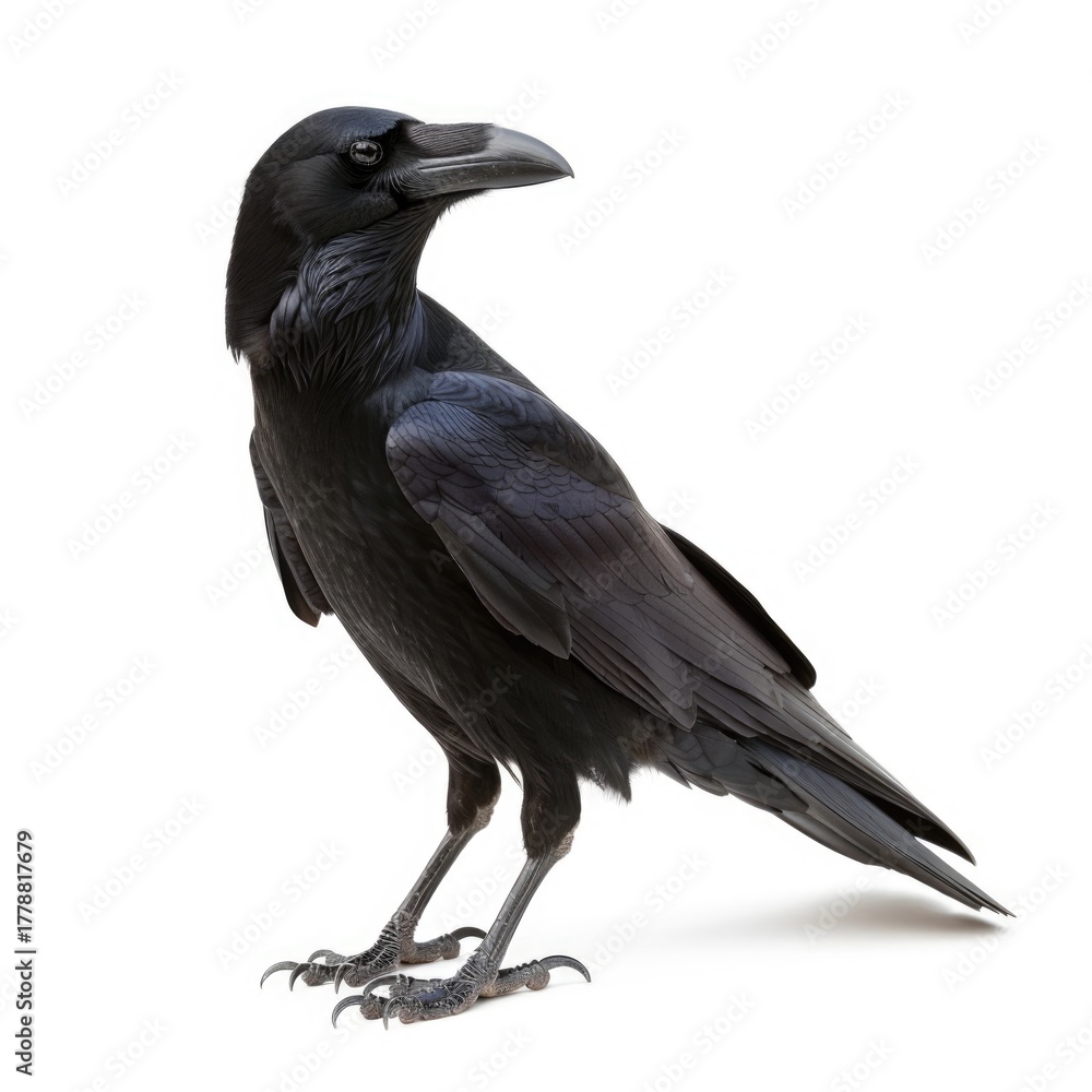 Obraz premium Illustration of Crow on White Background.