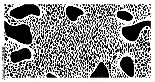 Abstract organic cell pattern – black and white biomorphic cutout texture vector background