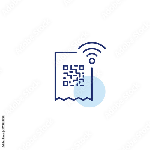 Shopping receipt with qr-code and wi-fi. Online purchases, e-commerce and contactless payment. Scan to access internet. Pixel perfect, editable stroke vector icon