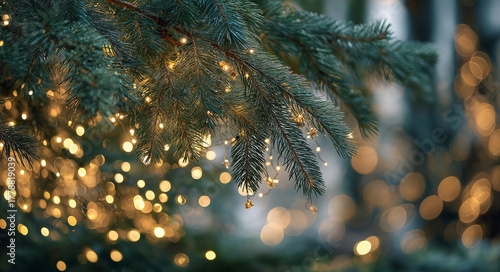 a close-up of the branches and leaves of an evergreen tree
