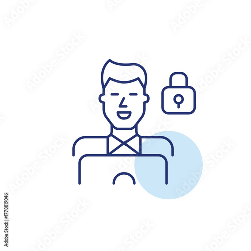 Ac unit and lock. Controlled access cooling, smart climate security. Pixel perfect, editable stroke vector icon