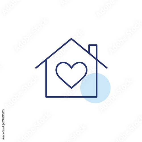 Heart in a home. Safe living, protected housing. Caring home solutions. Pixel perfect, editable stroke vector icon