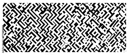 Geometric maze labyrinth pattern with bold angular interlocking lines seamless vector background