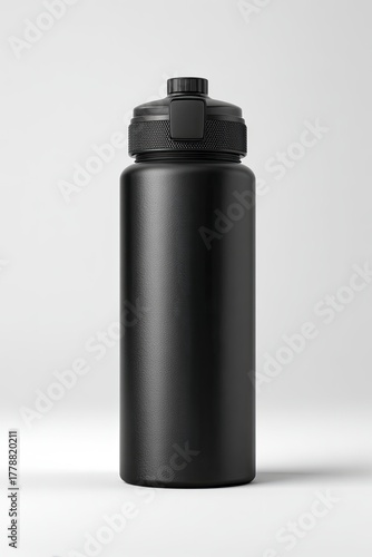 Black Plastic Sports Water Bottle Mockup