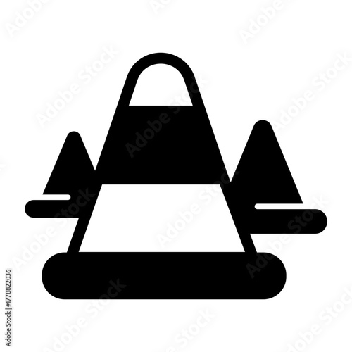 Traffic cones solid icon, drivers permit concept. Vector graphics. Cones for road stop, safety sign on white background, style icon mobile or web design.
