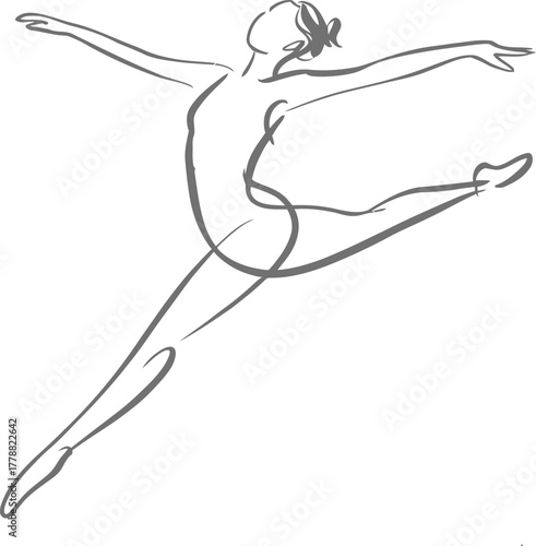 Hand-Drawn Ballet Dancer Sketch, Dance Movement Illustration, Ballet Art, Dancer Posing, Elegant Dance Drawing