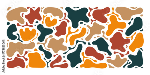 Abstract colorful organic smooth flowing shapes, bubbles. Minimalistic design. Vector illustration.