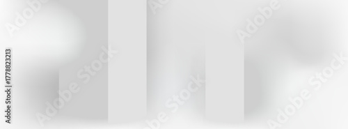 3D round podium background in white color with layers square backdrop. Abstract composition minimalist design. Studio display showroom cosmetic product pedestal, Fashion stage showcase mockup scene.