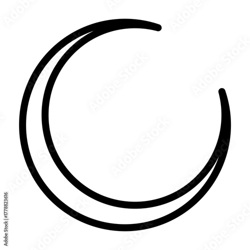 Crescent Moon Vector Line Icon Design