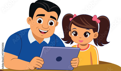 happy family cartoon, parent and child vector, father mother daughter illustration, family bonding design, parental love clipart, parenting relationship art, family care vector, cute family art, paren