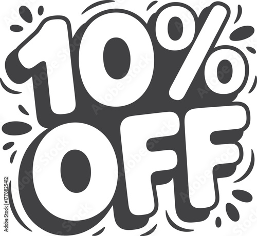 10% Off Sale Banner, Discount Offer Graphic, Hand-Drawn Promotional Offer, Shopping Sale Tag, Special Offer Icon, Savings Deal Banner