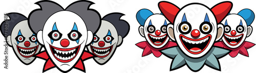clown cartoon vector, circus joker illustration, funny face design, colorful mask clipart, carnival entertainer art, scary clown character, comic theme vector, festival performer illustration, laughin