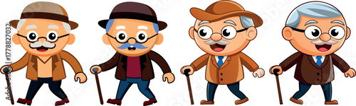 old couple illustration, elderly people artwork, grandparents cartoon design, senior citizens vector, loving old couple drawing, family grandparents art, aged people design, hand drawn elder couple, g